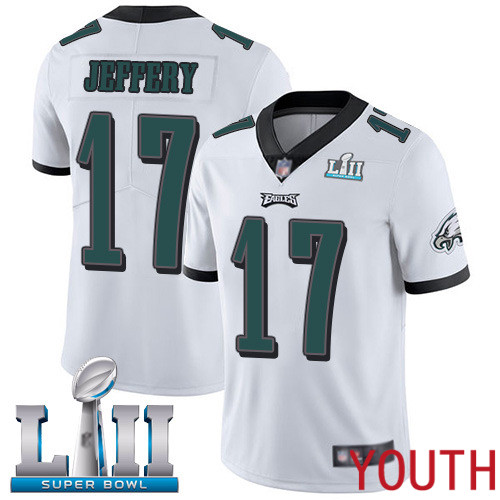 Youth Philadelphia Eagles 17 Alshon Jeffery White Vapor Untouchable NFL Jersey Limited Player Super Bowl LII